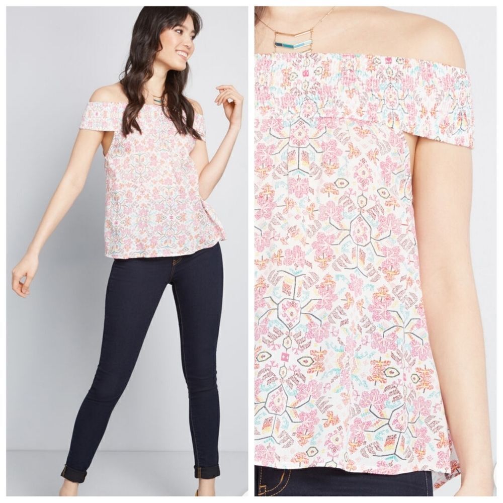NEW MODCLOTH blouse lovely as can be‎ off shoulder top XL